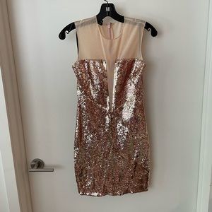 bebe Rose Gold sequined party dress size M